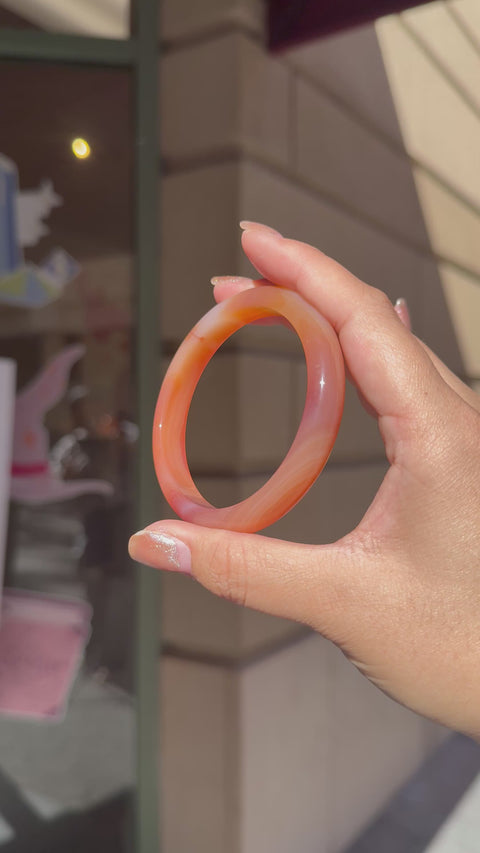 Peachy Red Carnelian Bangle (C) - 60mm