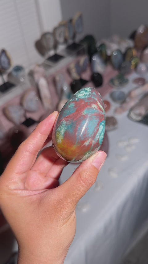 Colorful Rainbow Sea Jasper Egg - 26b