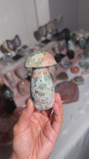Colorful Baby Blue Sea Jasper Mushroom - 27