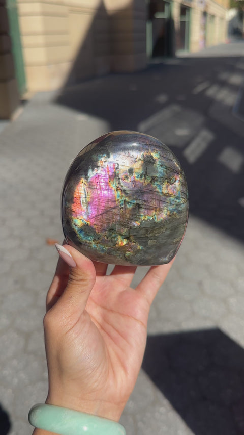 Pink and Rainbow Labradorite Freeform - 55