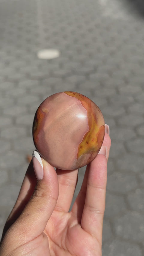 Orange and Mauve Pink Polychrome Jasper Palm - 13b