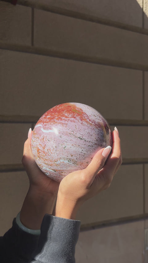 10 lb. Strawberry Mauve Sea Jasper Sphere - 333