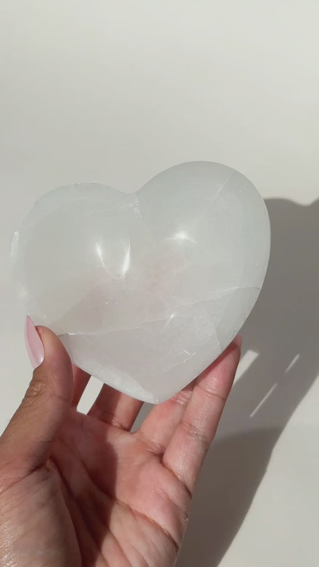 Satin Spar Selenite Heart Bowl