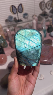 Electric Teal Blue Labradorite Freeform - 79