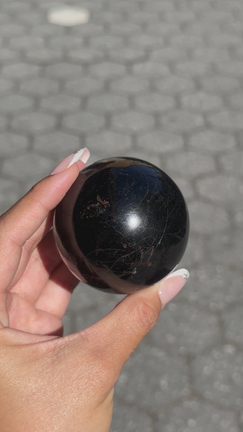 High Shine Black Tourmaline Sphere - 38