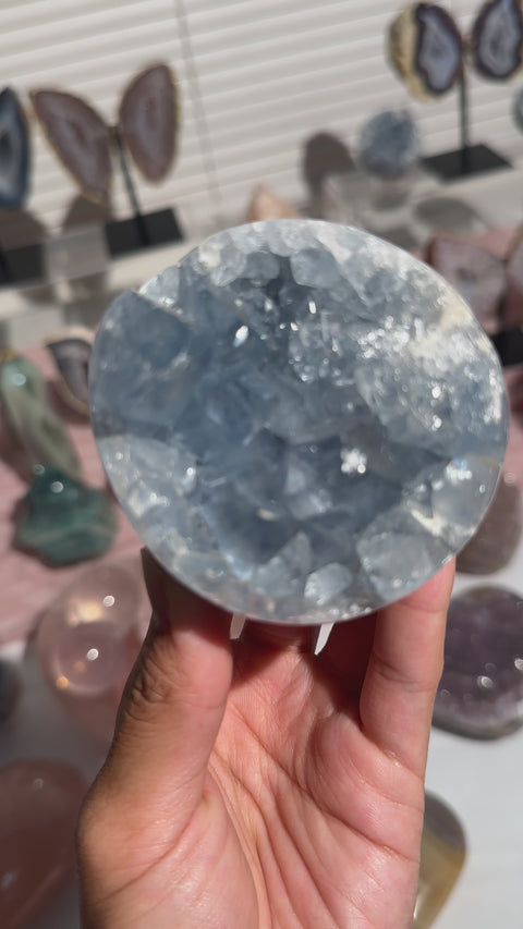 Gemmy Celestite Flat Sphere - 60