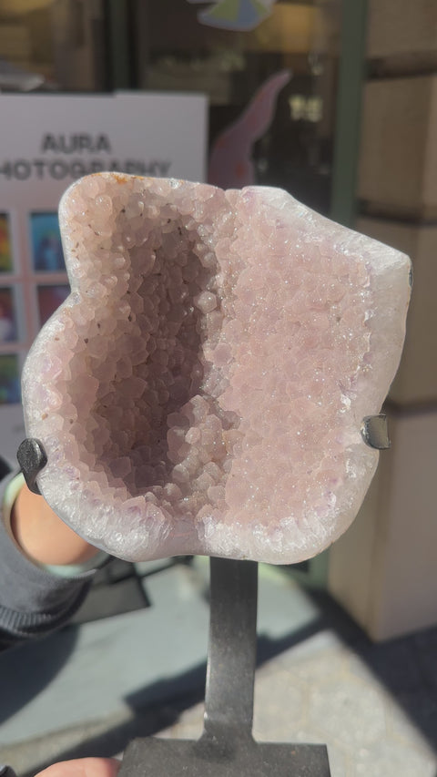 Lilac Druzy Rainbow Amethyst on Custom Stand - 290