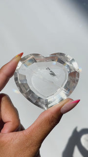 Faceted Clear Quartz Heart - (K)