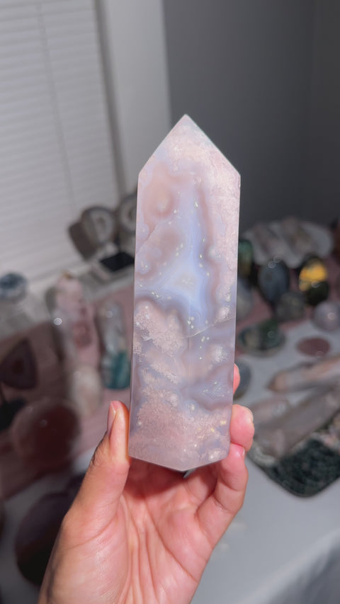 Jelly Flower Agate Tower - 59