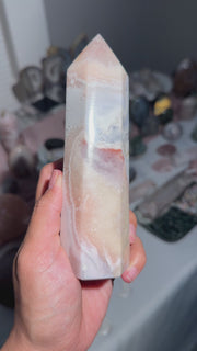 Pastel Pink and Baby Blue Flower Agate Tower - 58