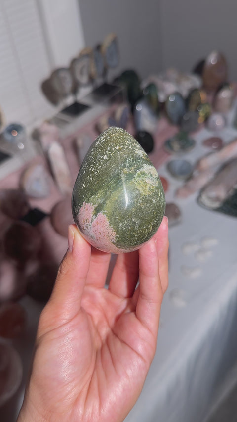 Pink and Green Sea Jasper Egg - 27