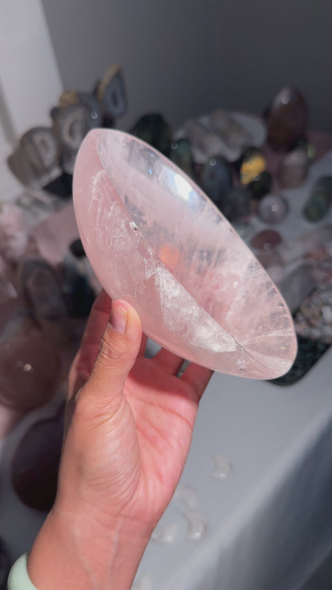 Ultra Gemmy Rose Quartz Bowl - 66